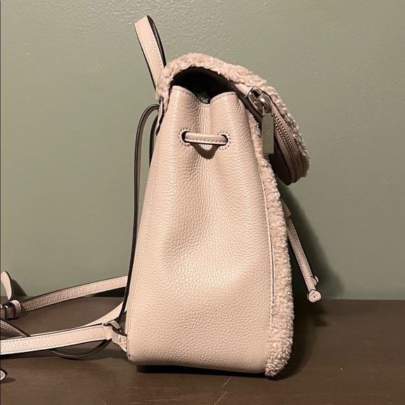 Kate Spade Beige/Cream Shearling and Leather Backpack - Picture 4 of 8